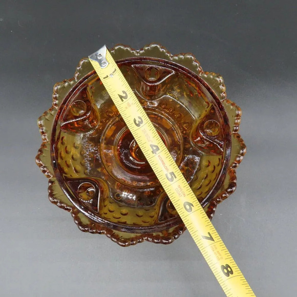Vintage Fenton Hobnail Pedestal Amber 6 Taper Candle Holder Patent No 3541569 - Picture 6 of 7